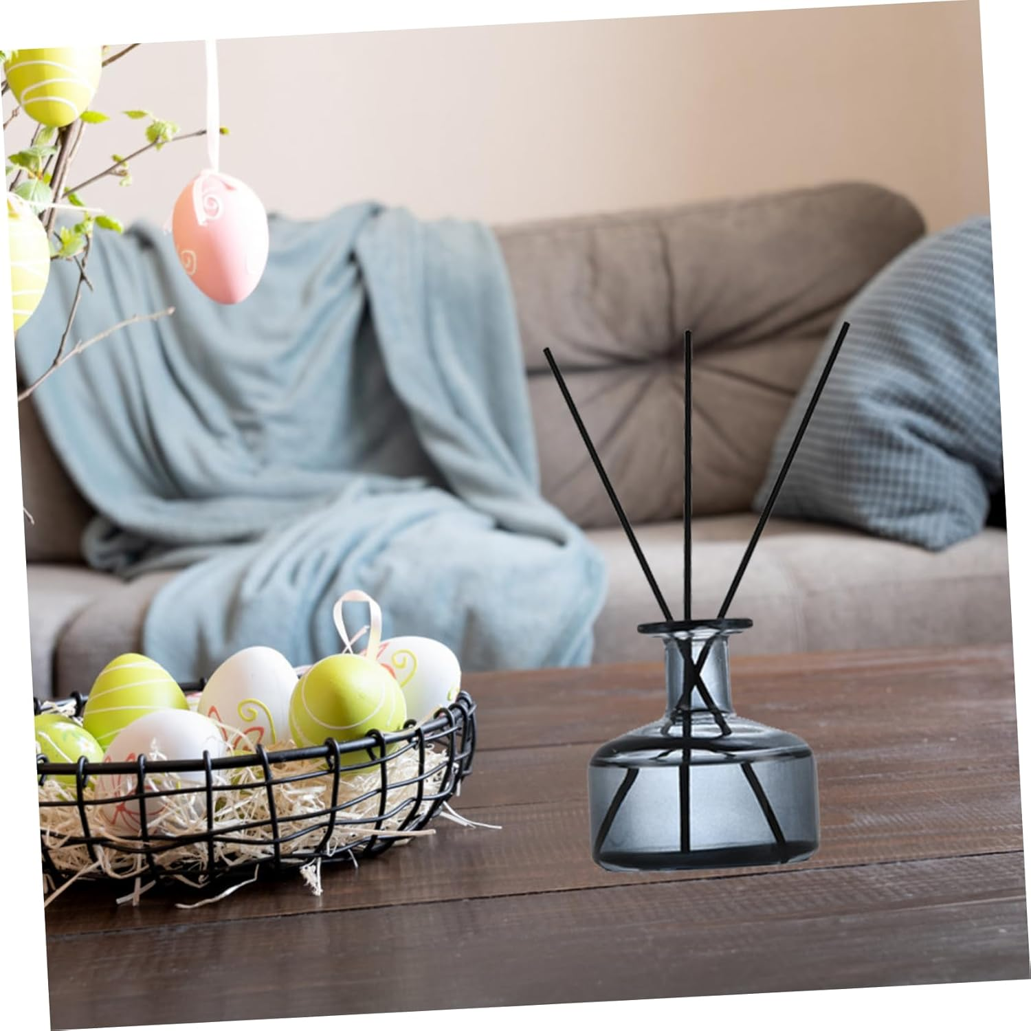 GARVALON 2Pcs Chic Aroma Diffuser Bottles Glass Aromatherapy Containers for Home Office for Friends Family Grey Random Color image number 4