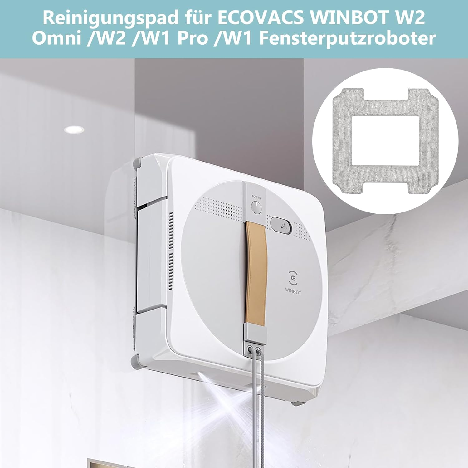 Pack of 8 Cleaning Pads Replacement Parts for E-COVACS Winbot W2 Omni / W2 / W1 Pro / W1 Window Cleaning Robot Wipes Accessories Washable Microfibre Wipes image number 2