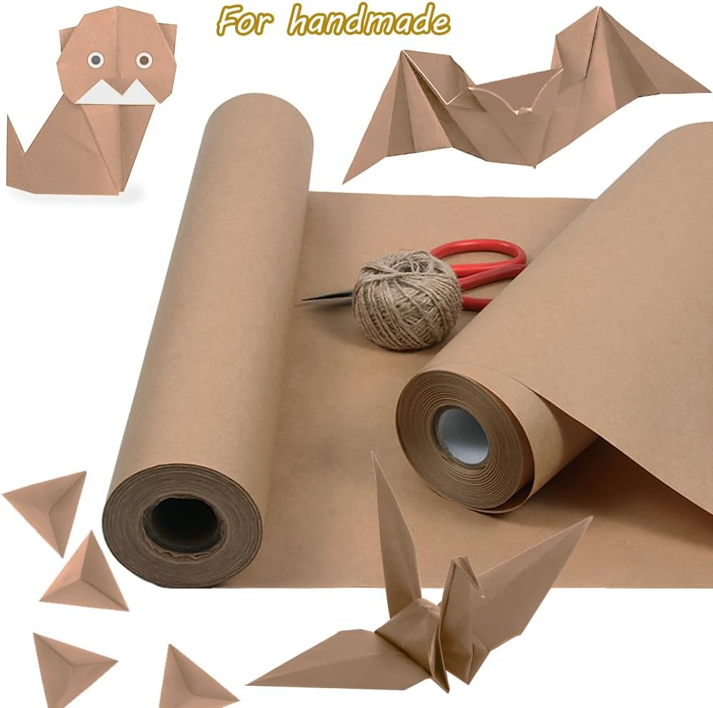 RINGSUN Wrapping Paper Roll, Gift Wrapping Paper, Kraft Paper 80Gsm, Ideal for Packing Present Wrapping Art Craft Postal Shipping (Dark Brown, 38X1000Cm) image number 2
