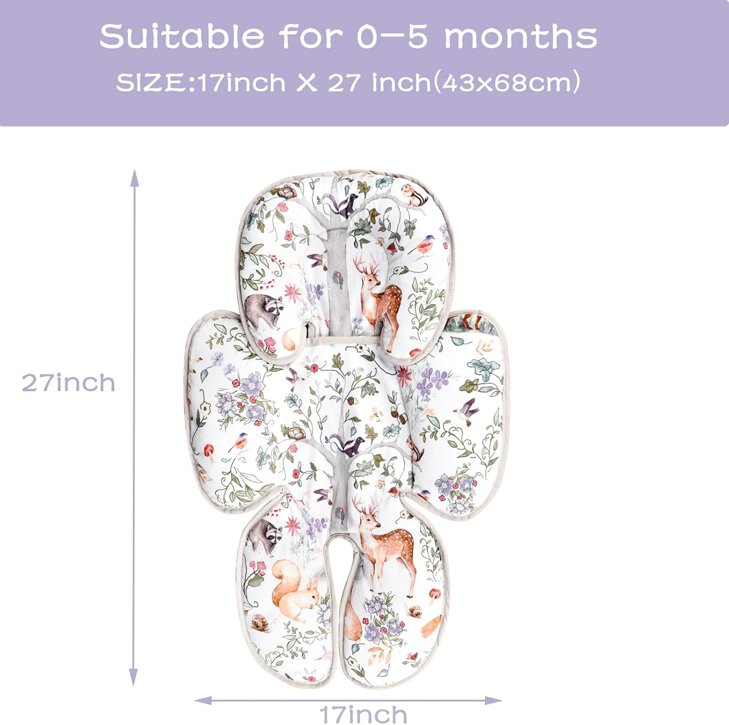 2-In-1 Infant Car Seat Insert for Newborn, Car Seat Head Support Baby Girls Boys, Extra Soft Preemie Carseat Head Support Cushion Pillow for Baby Car Seats, Strollers, Bouncers image number 3