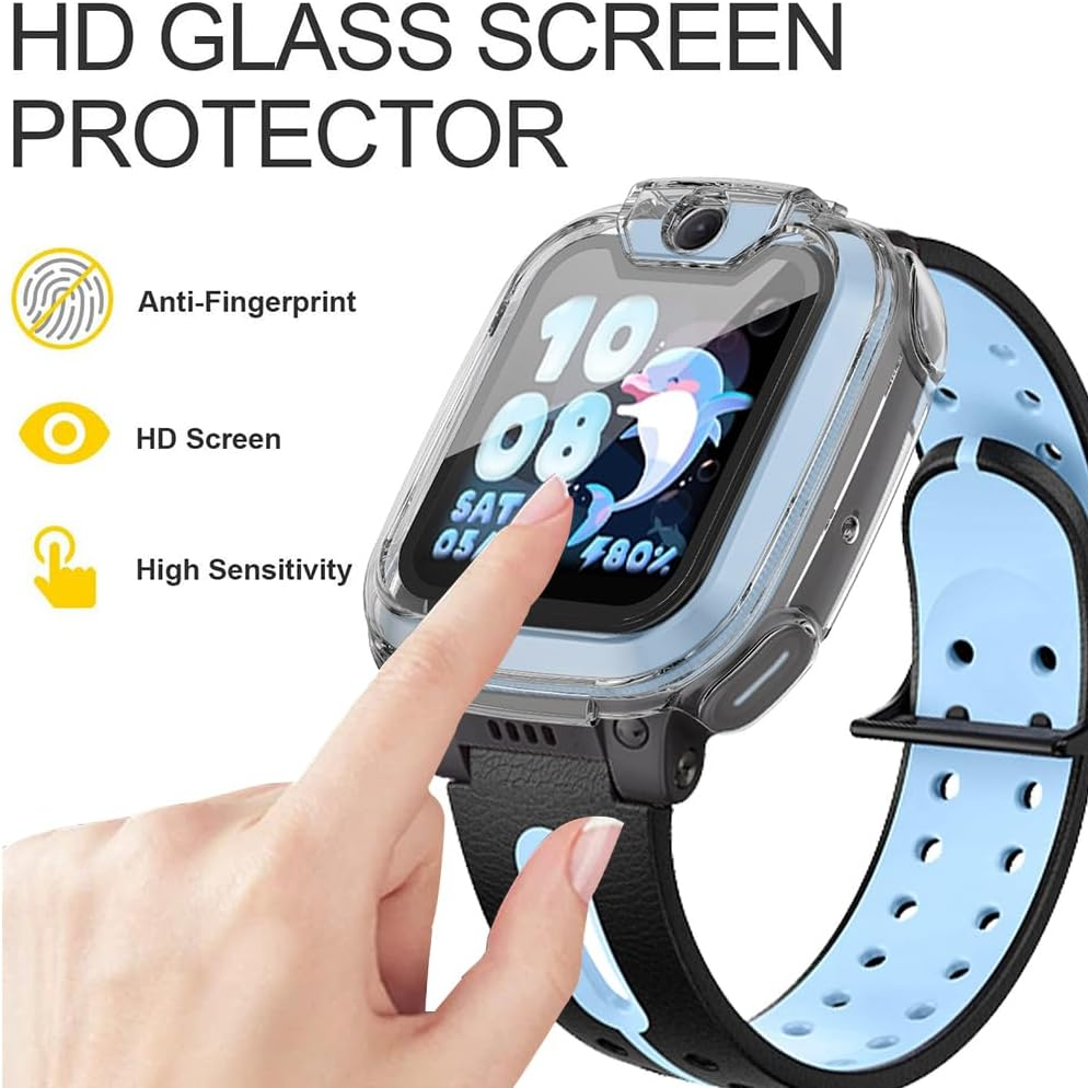 Akanry [Pack of 2] Hard Case Compatible with Imoo Watch Phone Z1 with Screen Protector, 9H Hardness Hard PC Tempered Glass Thin Case, 2 Transparent image number 6