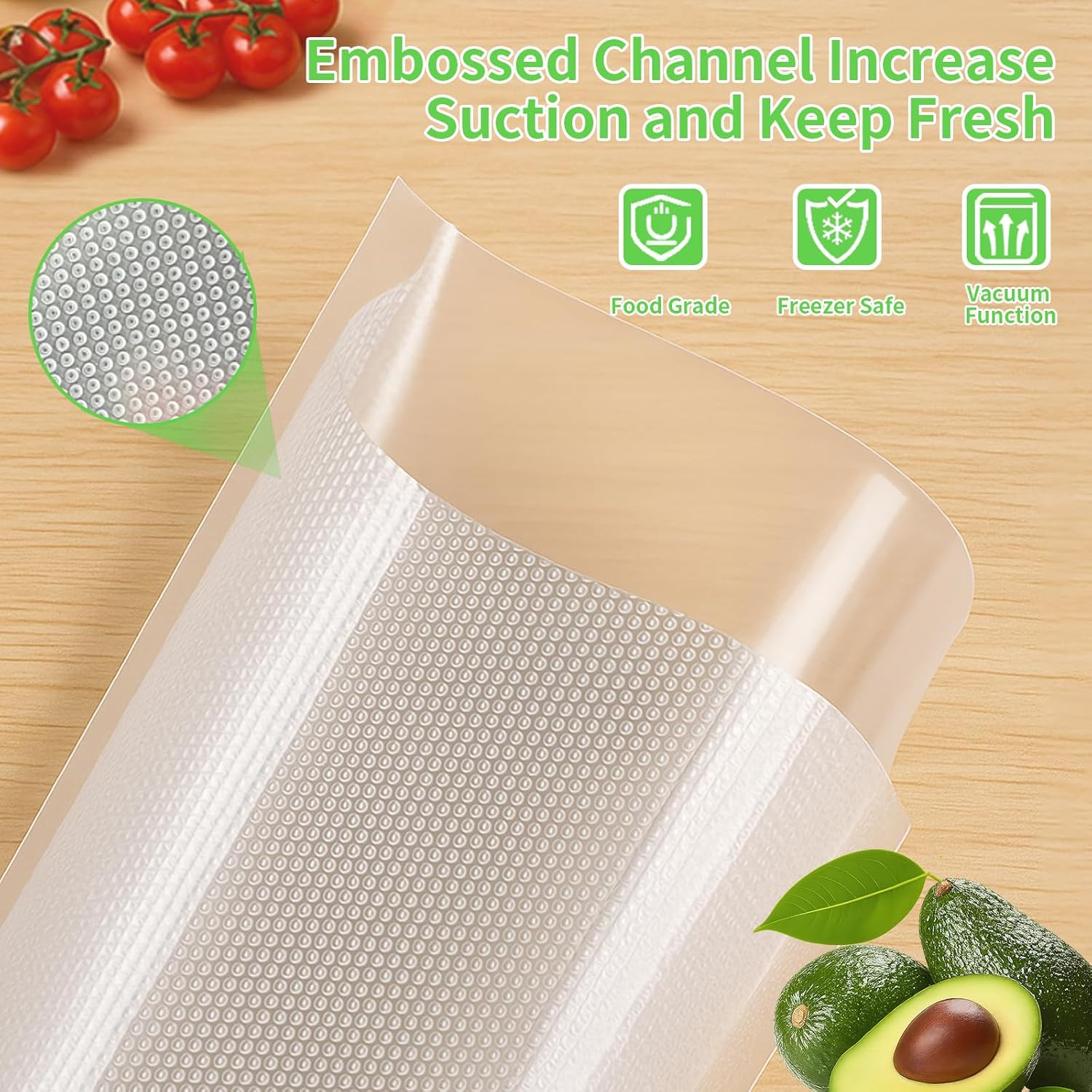 Makmefre 300 Quart Size 20X30Cm Vacuum Sealer Bags with BPA Free and Heavy Duty,Great for Food Storage Vaccume Sealer Precut Bag image number 1