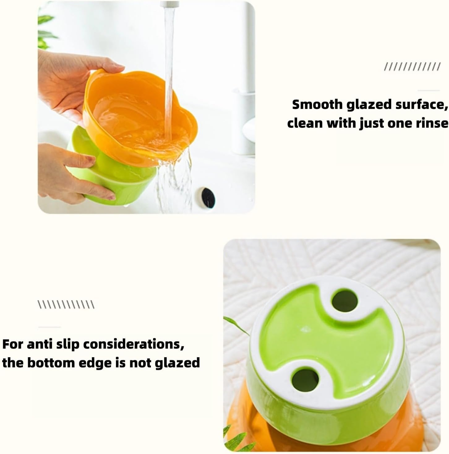 Ceramic Cat Food Bowl Cute Flower Shape Large Capacity, Neck Spine Protection Raised Pet Food Bowl for Cats Dogs Pets, Elevated Cat Ceramic Bowl (Orange) image number 3