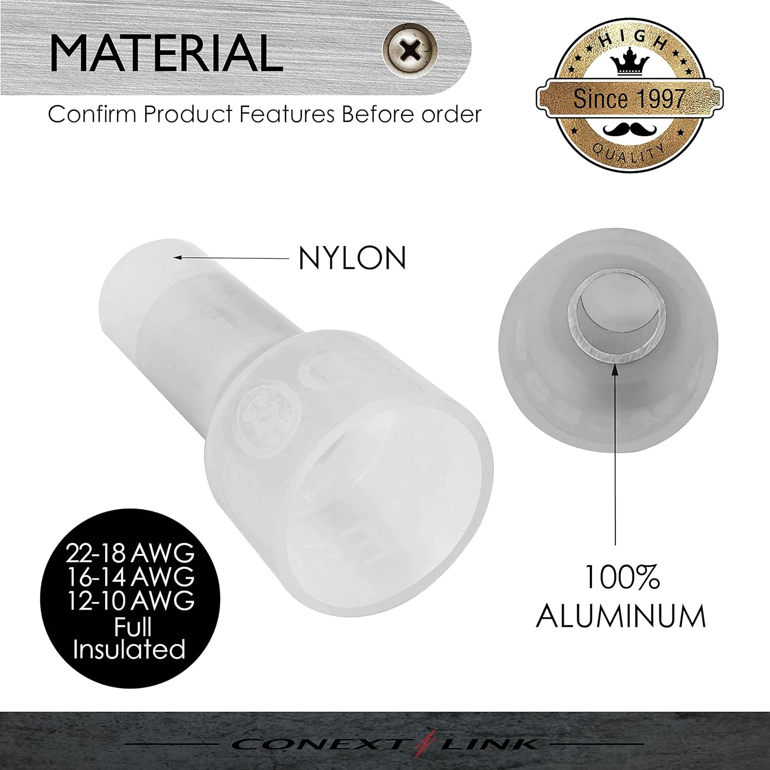 Conext Link 300 Closed End Crimp Cap Terminal Connector 22-18 16-14 12-10GA AWG Gauge Wire （18693） image number 2