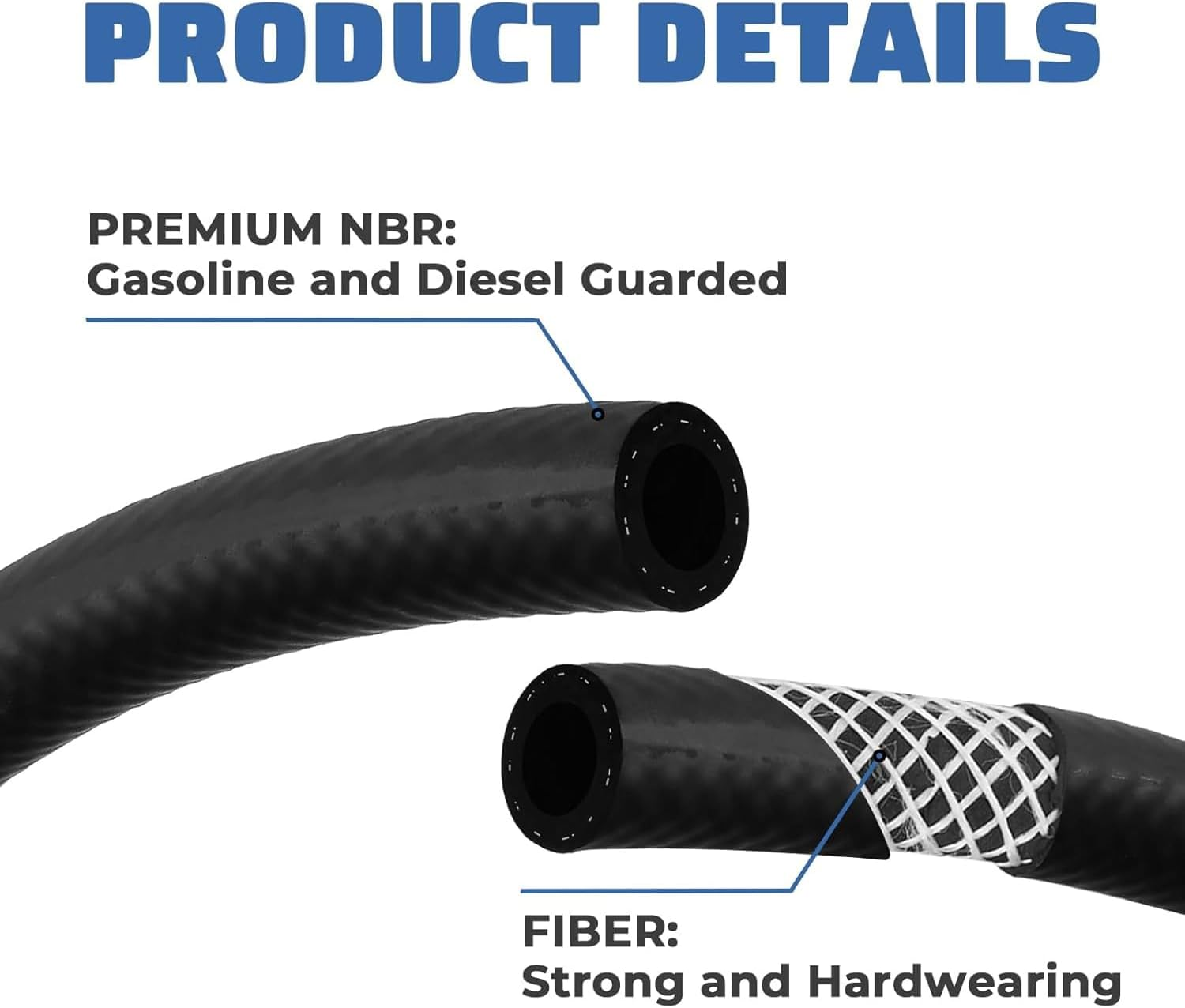 10Mm ID Fuel Line Hose, 10 FT NBR Rubber Push Lock Hose High Pressure 300PSI for Automotive Fuel Systems Engines image number 2