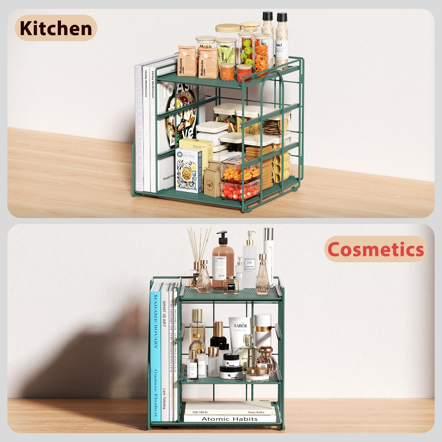 Becomrock Desk File Organizer and Accessories, 4-Tier Paper Organizer with Vertical File Holder, Office Desk Accessories & Workspace Organizers and Storage for Office Supplies (Green) image number 3