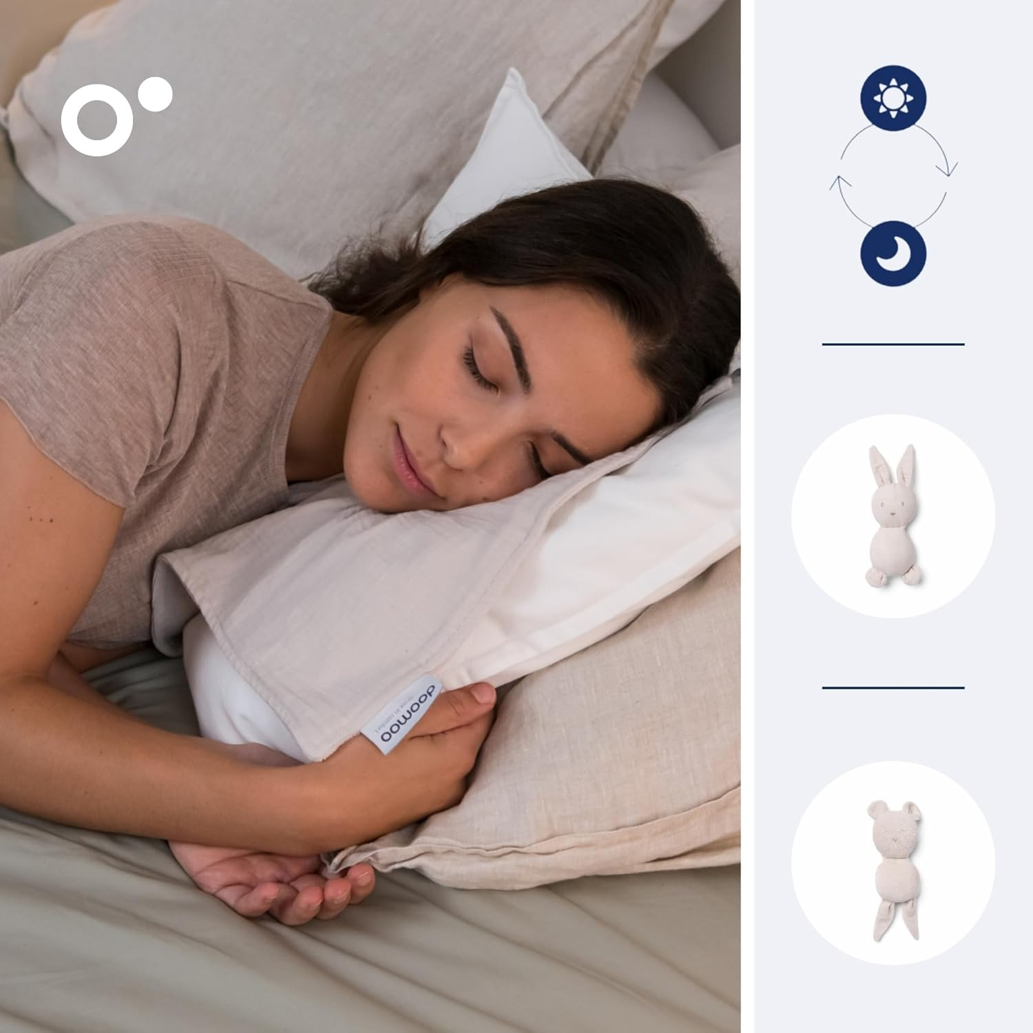 DOOMOO You&Me Baby Cuddle Blanket - Comforter Made of 2 Textile Bodies - Made of Organic Cotton and Organic Terry Cloth - Oeko-Tex Certified - Gift Idea for Birth - Almond - Green image number 5