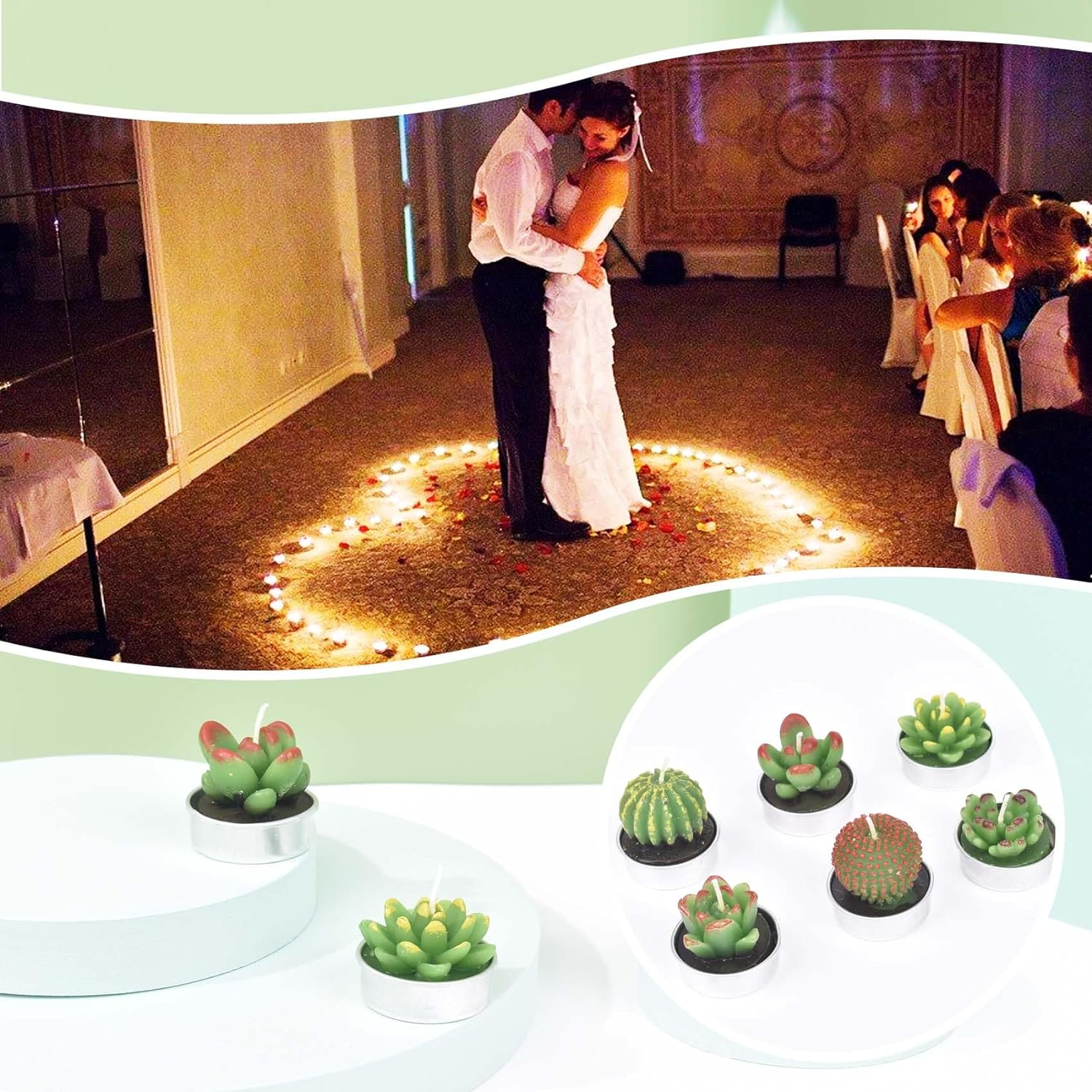 Succulents Candle Set, Small Succulents Aesthetic Candles, Fun Candles Cute Gifts for Women, Plant Lovers, Cactus Blossom Candle for Birthday Garden Theme Party Decorations image number 4