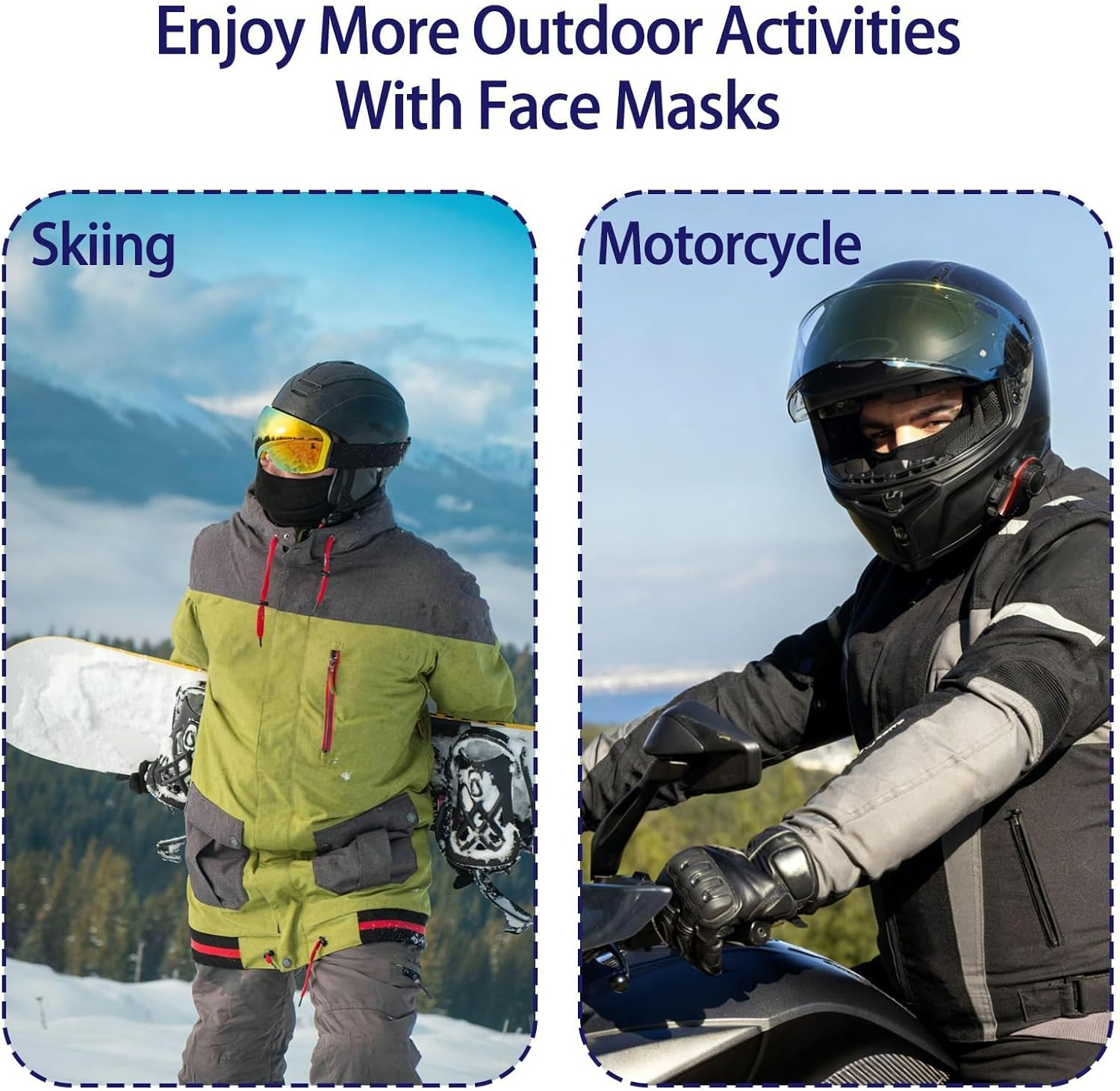 2 Pcs Balaclava Shiesty Ski Mask, Breathable Windproof Dustproof UV Protection Cooling Neck Gaiter Face Cover Headwear for Men Women Motorcycle Cycling Ski Running Hiking Outdoor Sports image number 1