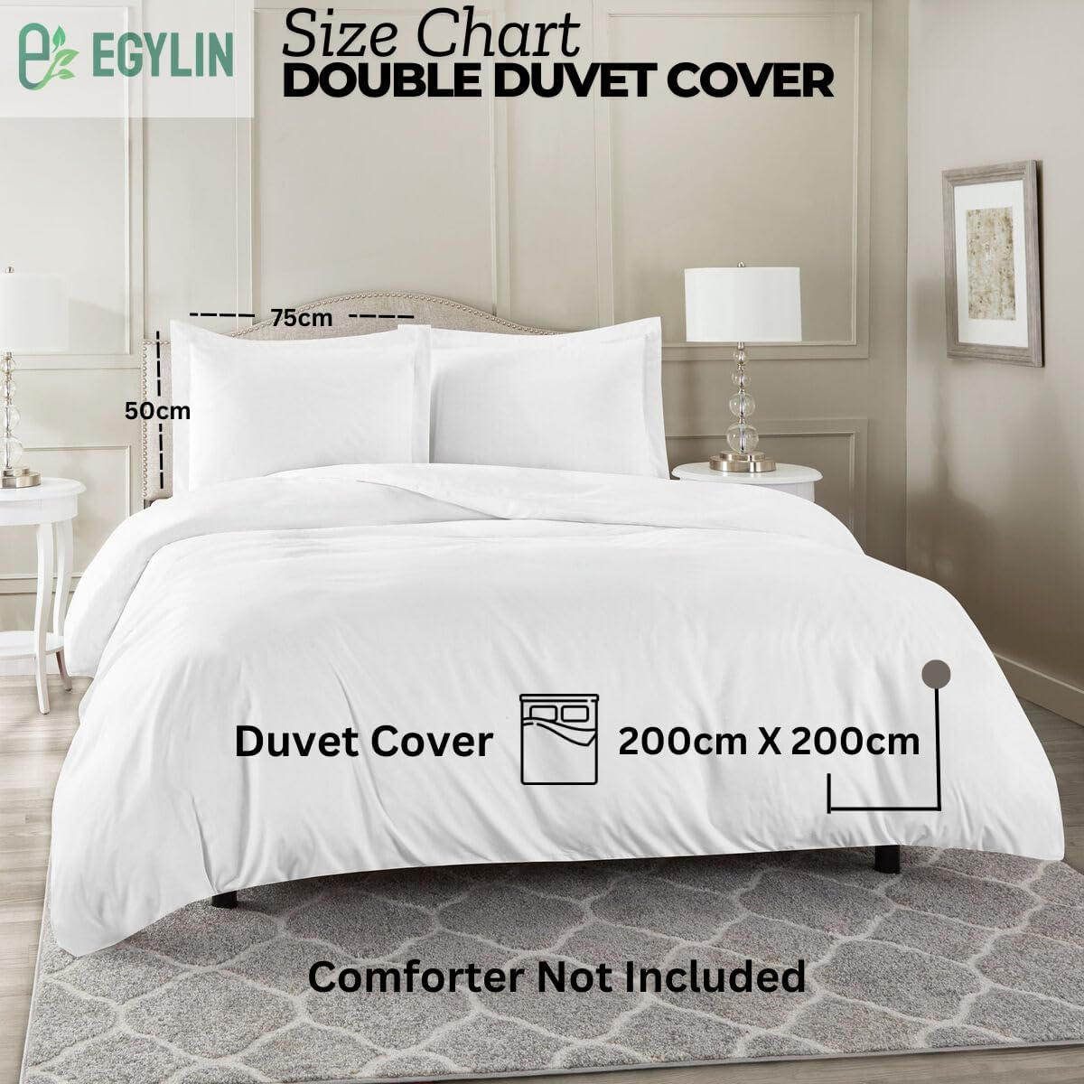 EGYLIN 800 TC Egyptian Cotton Black Duvet Cover Set Double Size 100% Long Staple Cotton Black Quilt Cover with 2Pc Pillowshams, Luxurious Soft Sateen Bedding Set image number 7