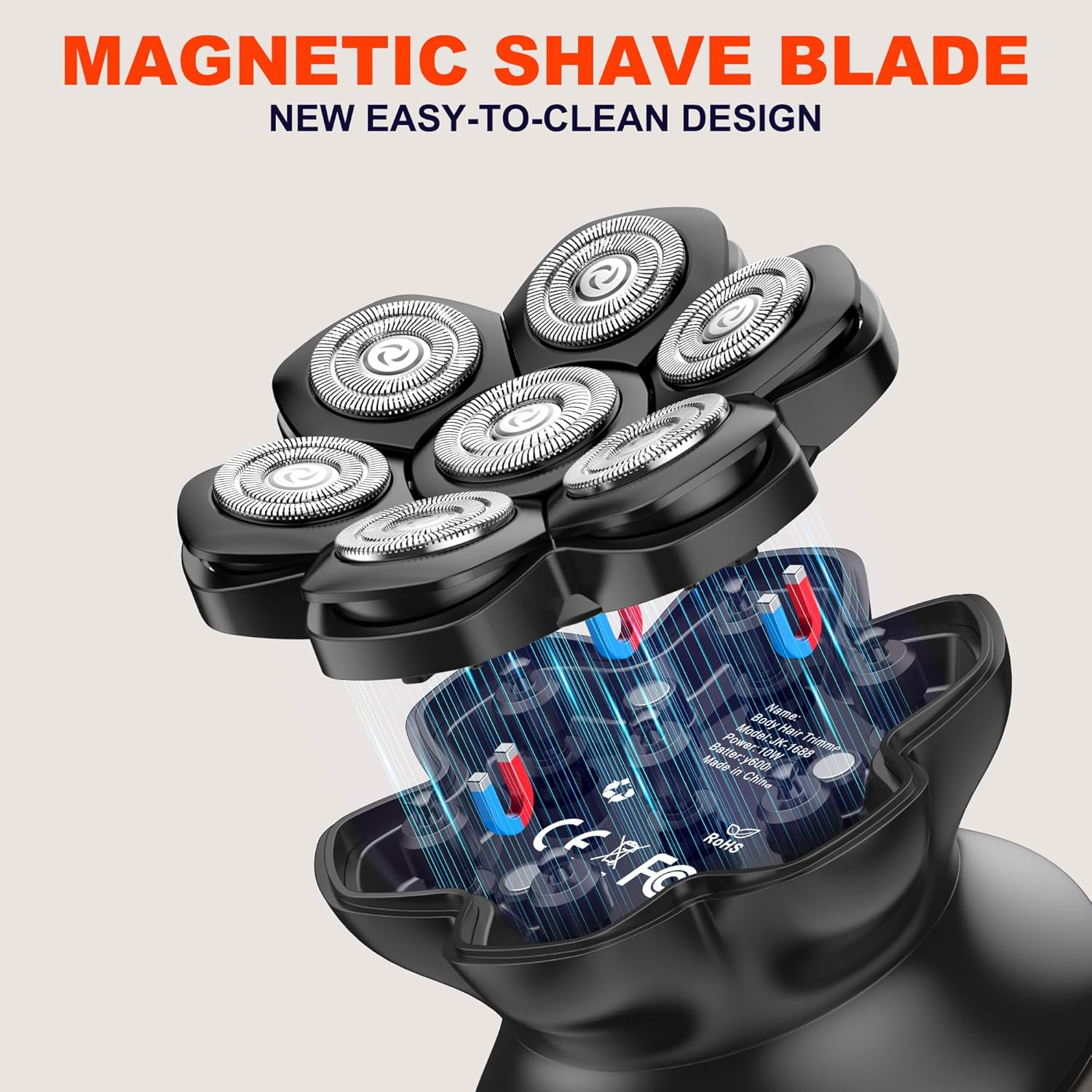 7D Head Shavers for Bald Men, Electric Shaver Grooming Kit with LED Display, Wet/Dry Waterproof Rotary Razor, Rechargeable Type-C Fast Charging, Ideal for Home & Travel image number 3