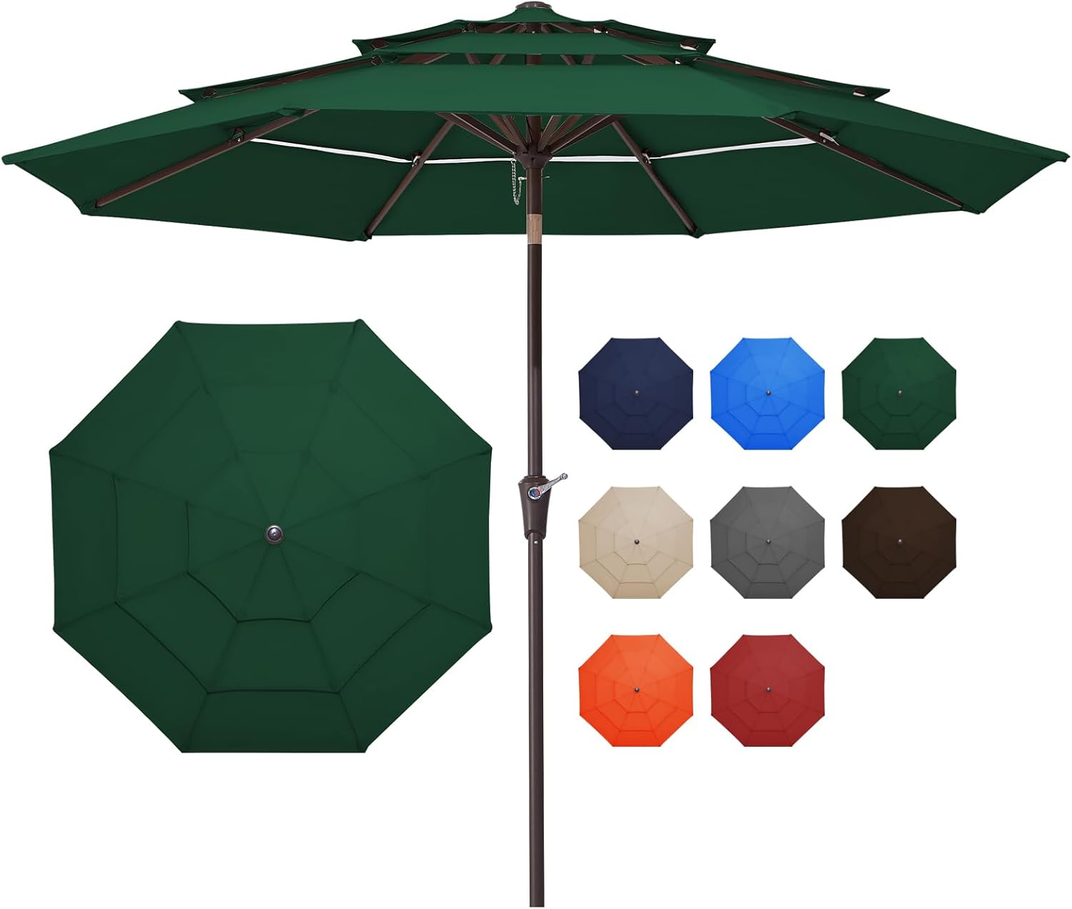 JEAREY 9FT 3 Tiers Patio Umbrella Outdoor Market Umbrella Table Umbrellas