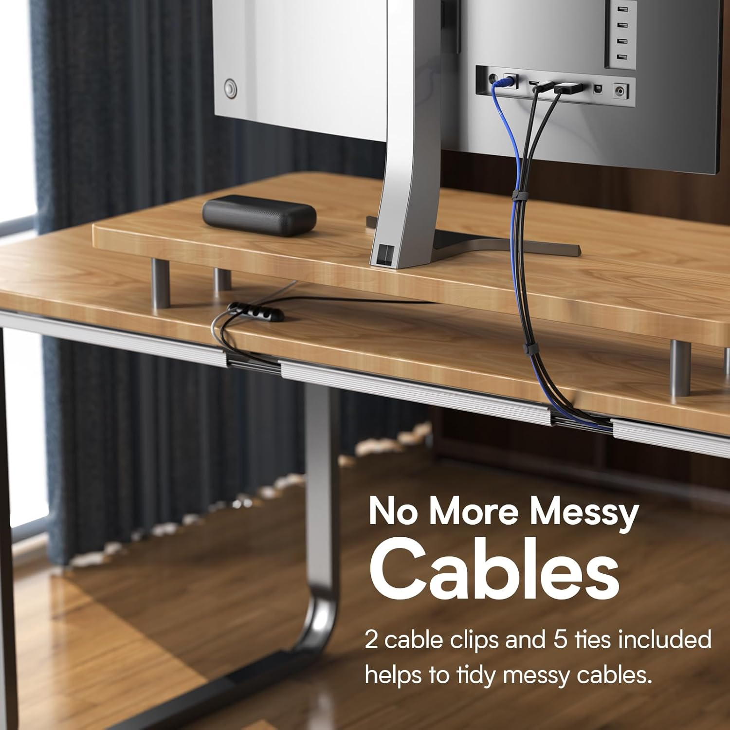 Delamu 4 Pack Cable Management under Desk - Office & Home Cable Organizer,J-Channel Cable Management for Clutter-Free Environment,Cable Management Kit,Cord Organizer for Desk,Cord Management,4X15.7In - White image number 5