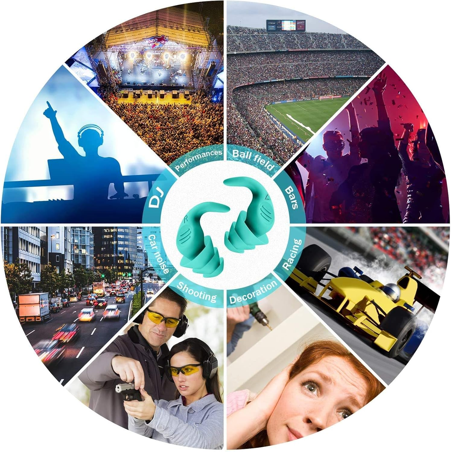 3 Pairs Swimming Ear Plugs for Adults，Silicone Waterproof Reusable Swim Earplugs for Swimming, Surfing, Showering，Water Sports and Swimming Ear Plugs. (Black + Green + Gray, Adults & Teens) - Pink + Orange + Green image number 4