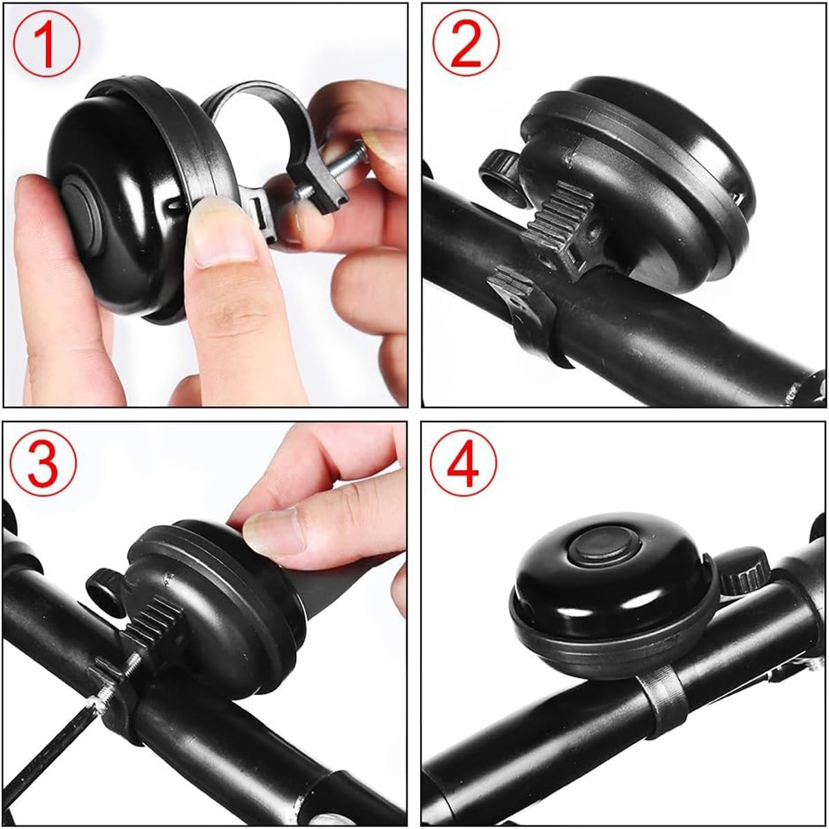 Black Bike Bell, Bicycle Accessories, Kids and Adult Bikes, Easy Installation, Loud Ringing Sound, Anti-Rust and Water Resistant for Mountain Bike, Road Bike image number 6