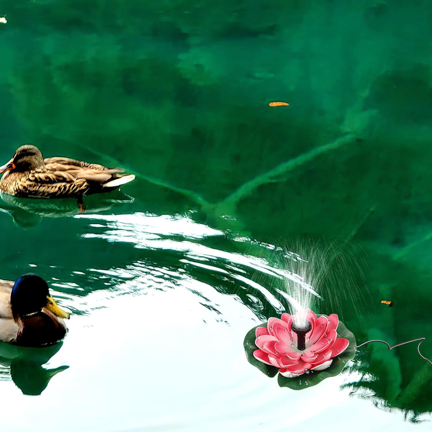 Gadpiparty Solar-Powered Floating Lotus Leaf Garden Fountain 7V 1.2W Cherry Red Outdoor Pond Decoration Water Feature for Pool Landscaping image number 2