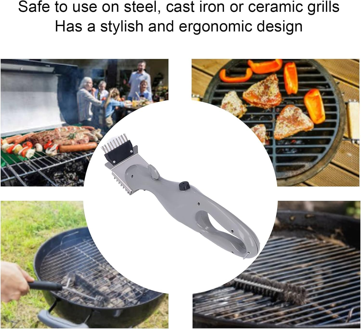 Barbeque Grill Steam Brush,Stainless Steel Barbeque Grill Steam Brush,Steam Grill Brush,Steam Clean Grill Brush,Bbq Grill Steam Stainless Steel Brush for Steel Cast Iron Ceramic Grills