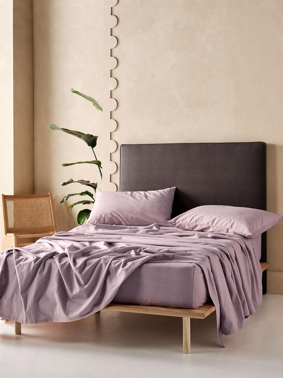 Linen House Flannelette Lavender Plain-Dyed Double Bed Sheet Set image number 1