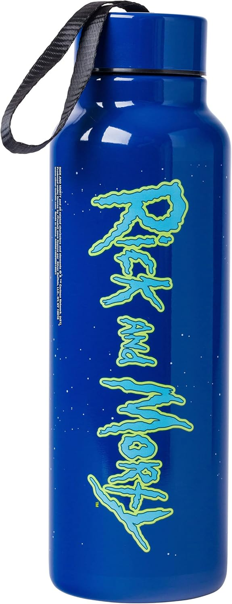 Silver Buffalo Rick and Morty Portal Jump Stainless Steel Water Bottle with Strap, 27-Ounces image number 1