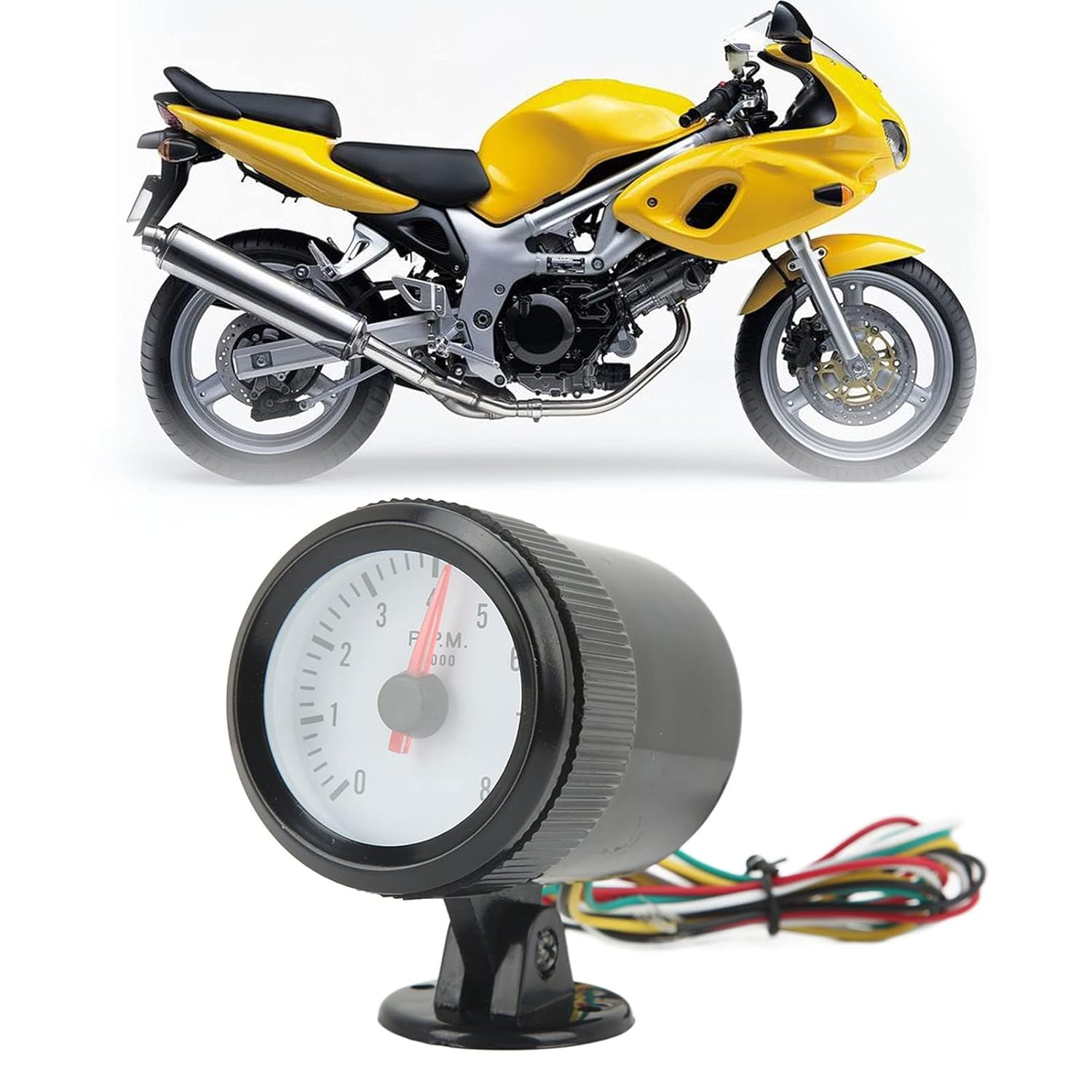 RPM Tachometer 0‑8000Rpm Tachometer 52Mm Tacho Gauge Blue Led Backlight for 4 6 8 Cylinders Gasoline Car image number 4