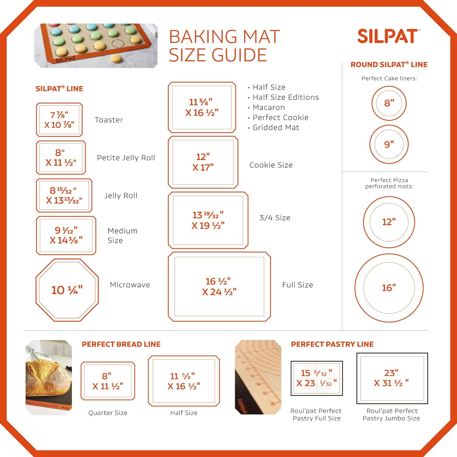 Silpat the Original Perfect Pastry Non-Stick Silicone Countertop Workstation Mat, 15-1/8" X 23" image number 5