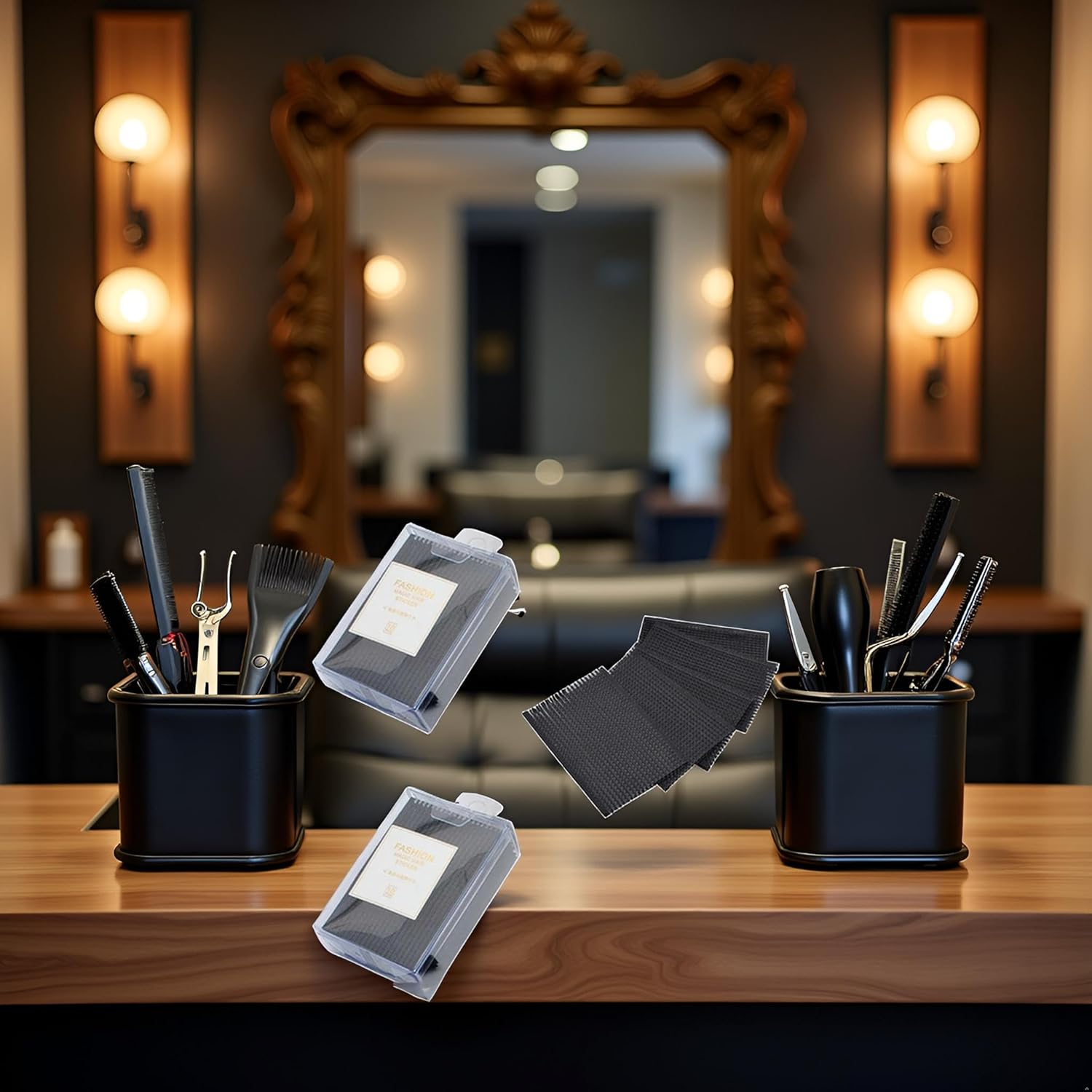 20 Pcs Black Magic Bangs Hair Pad, Plastic Paste Posts Square Hair Pad, Hair Styling Tool Barber Acessories Hair Holder Barber Grippers, Hair Accessories image number 2