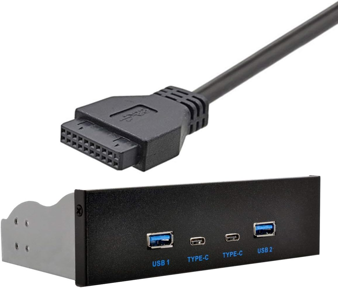 Xiwai USB-C & USB 3.0 HUB 4 Ports Front Panel to Motherboard 20-Pin Connection Cable for 5.25 Inch CD-ROM Bay image number 6