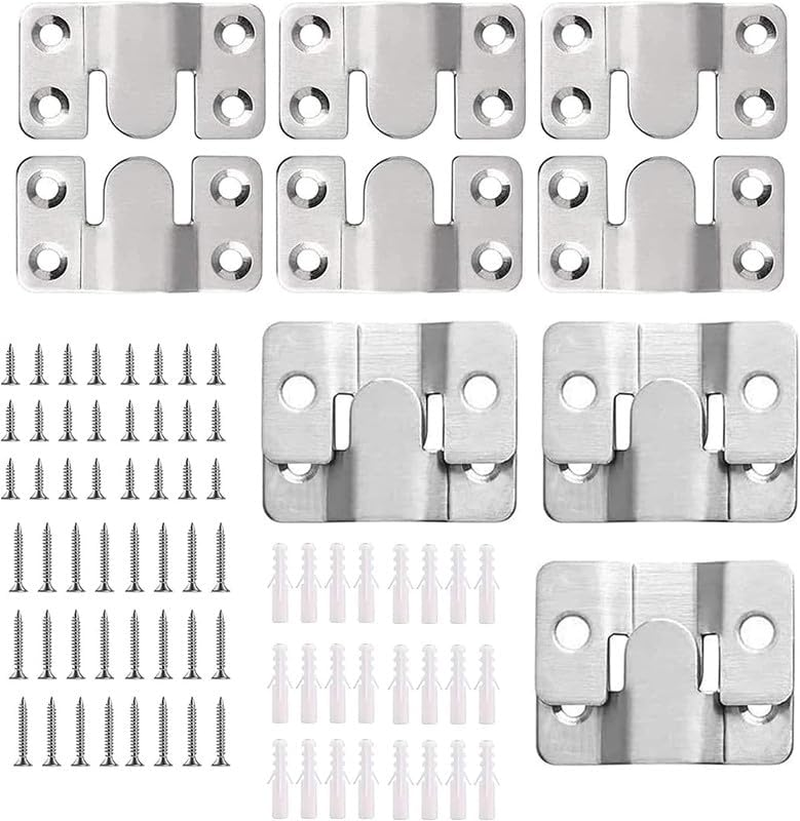 6 Pairs Flush Mount Bracket Heavy Duty Picture Hangers, Stainless Steel Flush Mount Bracket, Flush Mount Brackets Interlocking Flush Mount Brackets