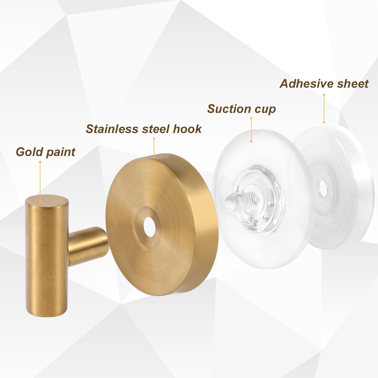 2Pcs Suction Cup Hooks for Shower, Stainless Steel Bathroom Hooks for Towels Suction Holder Kitchen Towel Hanger Bathroom Shower Hook for Glass Mirror Window Wall Robe Clothes Wreath (Gold) image number 6