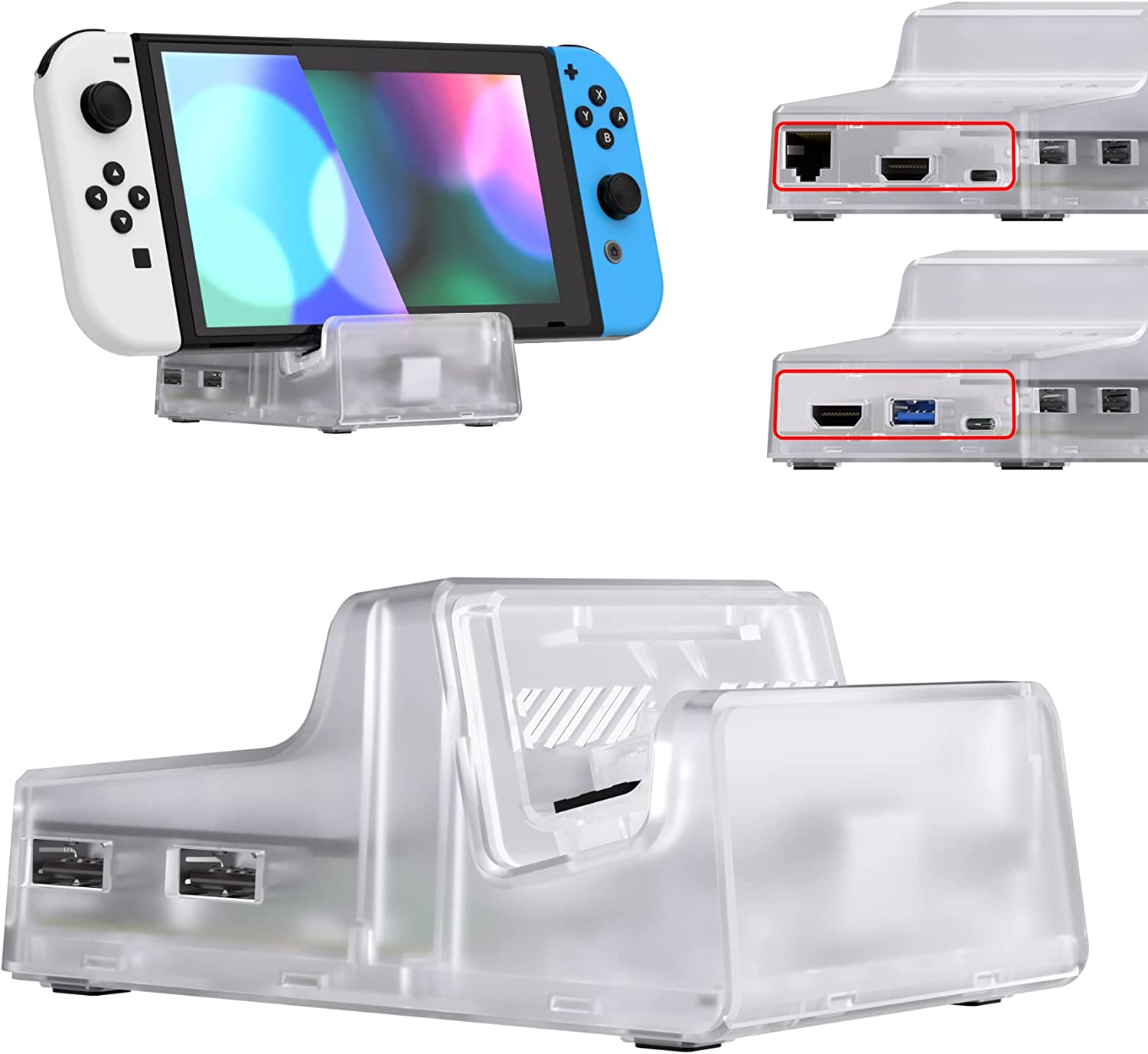 Extremerate Airydocky DIY Kit White Replacement Case for Nintendo Switch Dock, Redesigned Portable Mini Dock Shell Cover for Nintendo Switch OLED - Shells Only, Dock & Circuit Board Chip NOT Included