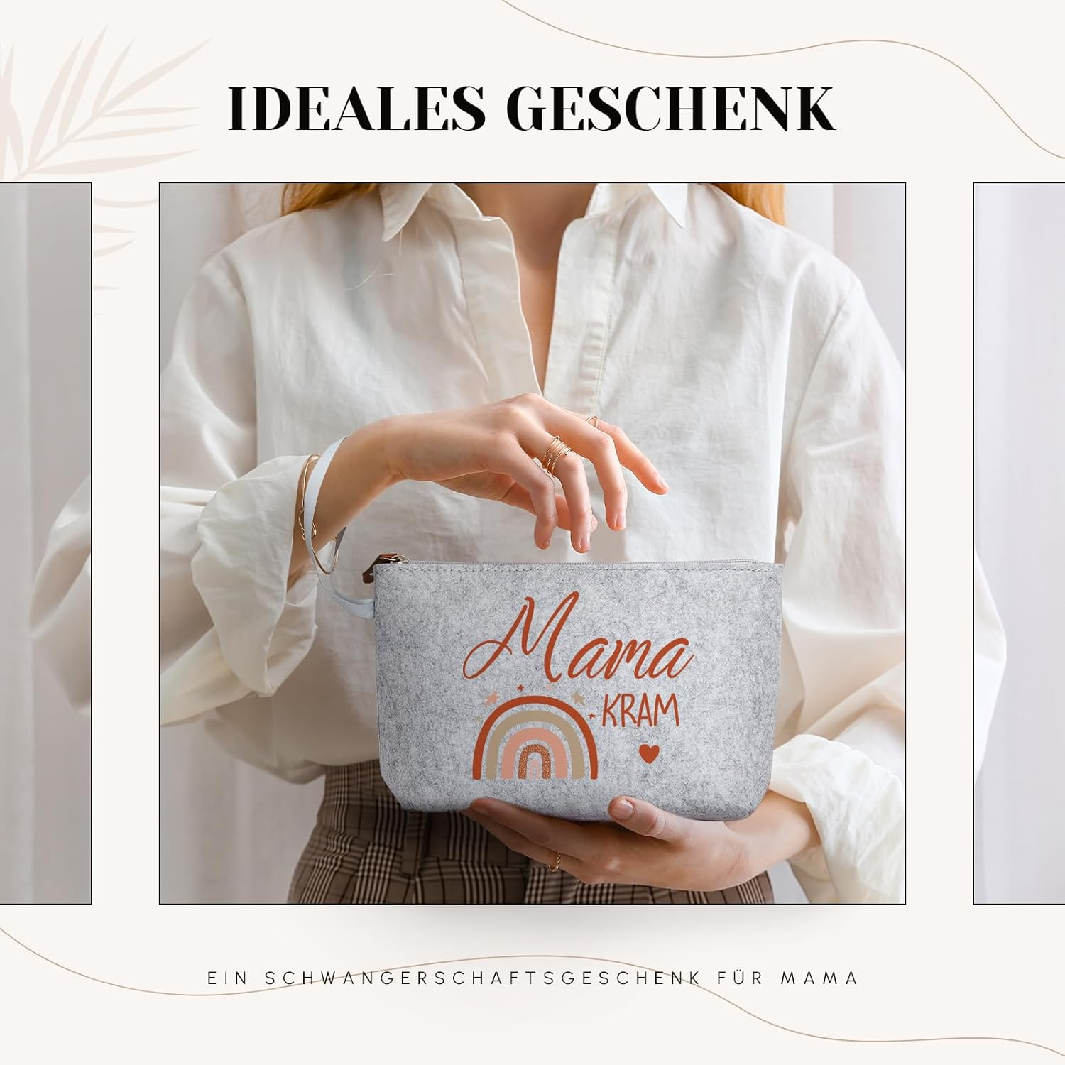 Xuniea Gifts for Expectant Mothers Pregnant Women - Felt Cosmetic Bag with Zip Felt Bag for Mum Pregnancy Gift for New Mum Baby Shower (Rainbow) image number 5