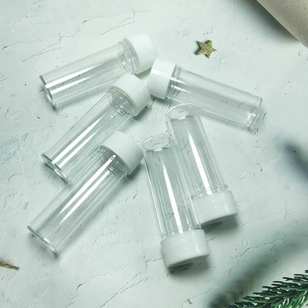12PCS 25Ml/0.85Oz Empty Reusable Clear Plastic Sample Bottles Sputum Culture Testing Tube with White Screw Cap Cosmetic Vial Storage Containers for Scientific Experiment image number 5