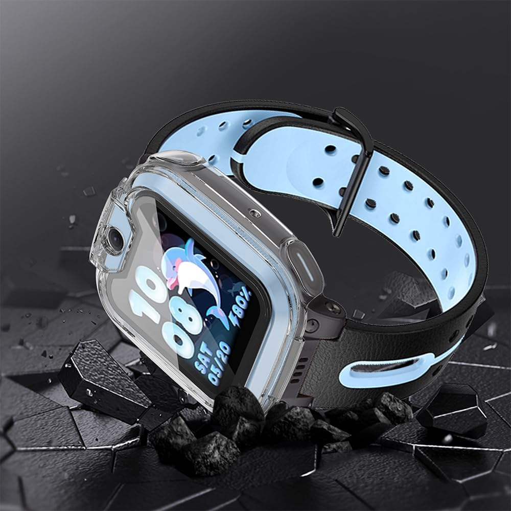 Akanry [Pack of 2] Hard Case Compatible with Imoo Watch Phone Z1 with Screen Protector, 9H Hardness Hard PC Tempered Glass Thin Case, 2 Transparent image number 2