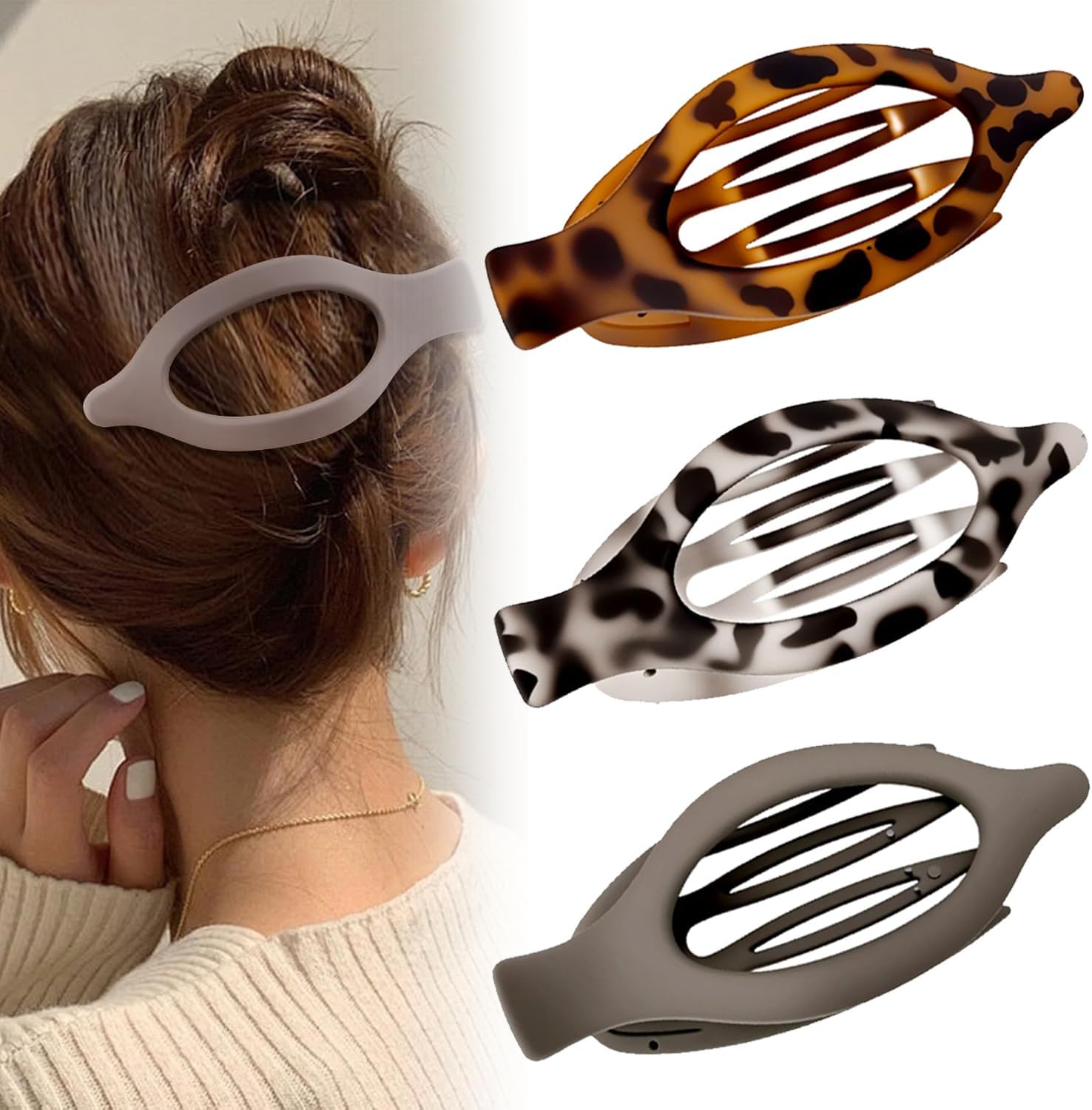 Flat Hair Clips for Women, Flat Claw Clips & Duckbill Hair Clips for Thick or Thin Hair, No-Slip Grip Hair Styling Accessories for Daily Use (Multicolor-N) image number 6