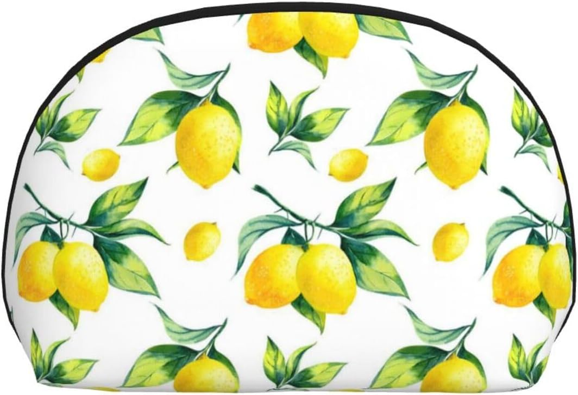 Cozimangoe Coin Pouch Makeup Bags Set, 2 Piece Shell Shape Cosmetic Bag with Pockets for Daily Travel Handbag Lipstick Keys Toiletry, Personalized Lemon image number 3