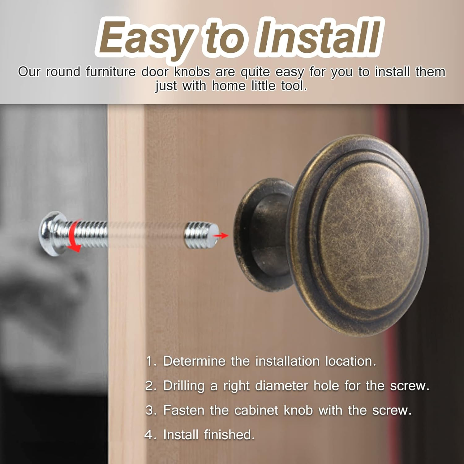 Tsunnee 24 Pack Vintage Chic Antique Style round 30Mm Cabinet Knobs and Drawers image number 2