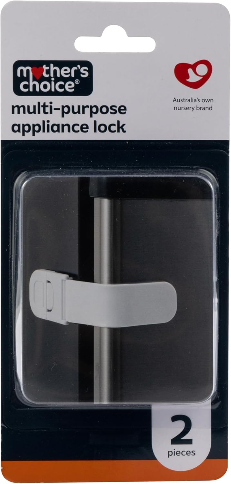 Mother'S Choice Multi-Purpose Child Safety Appliance Latch - 2 Pack, Easy Install, Secure Press & Pull Lock, Flexible Strap, Adhesive Backing, White image number 1