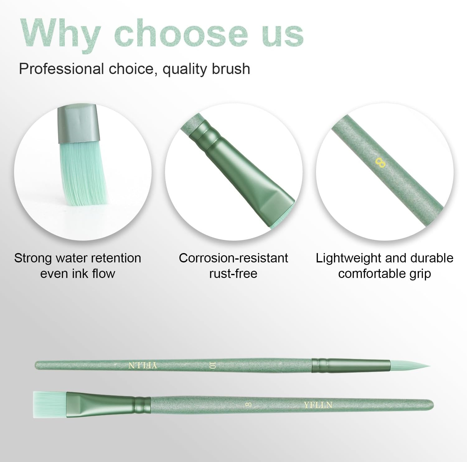 Paint Brushes Set for Acrylic Painting,Watercolor Brushes Painting Brush Nylon Hair Brushes for Acrylic Oil Watercolor Canvases Rock Body Face Nail Miniature Detailing Drawing Art Supplies(Green) - Red image number 5