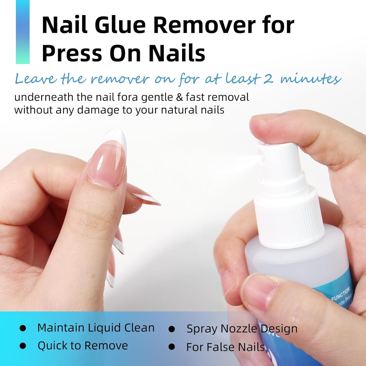 U-Shinein 60ML Nail Glue Remover Spray with Solid Nail Glue Gel for Press on Nails, Easy Remove Solid Nail Glue Gel on Fake Nail Tips, Not for Gel-Base Glue or Gel Nail Polish image number 1