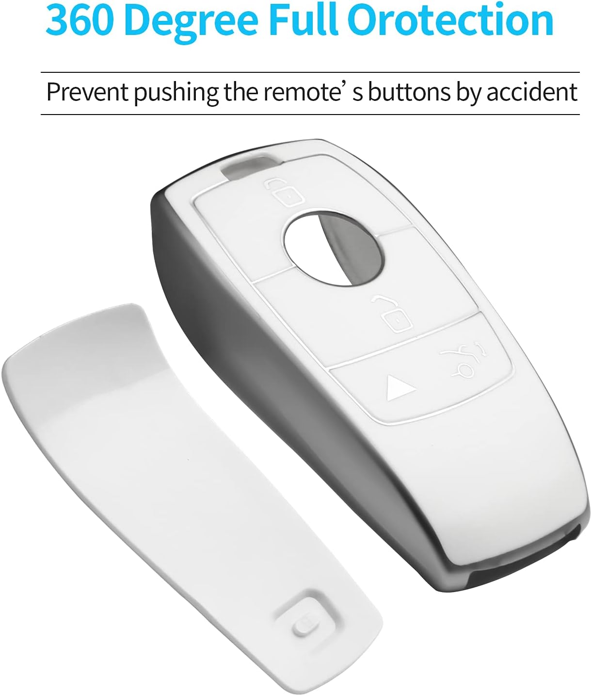 Tukellen for Mercedes Benz Key Fob Cover,Special Soft TPU Key Case Protector Compatible with Mercedes Benz 2017-2021 E-Class 2018-2021 S-Class 2019-2021 A-Class C-Class G-Class-White image number 2