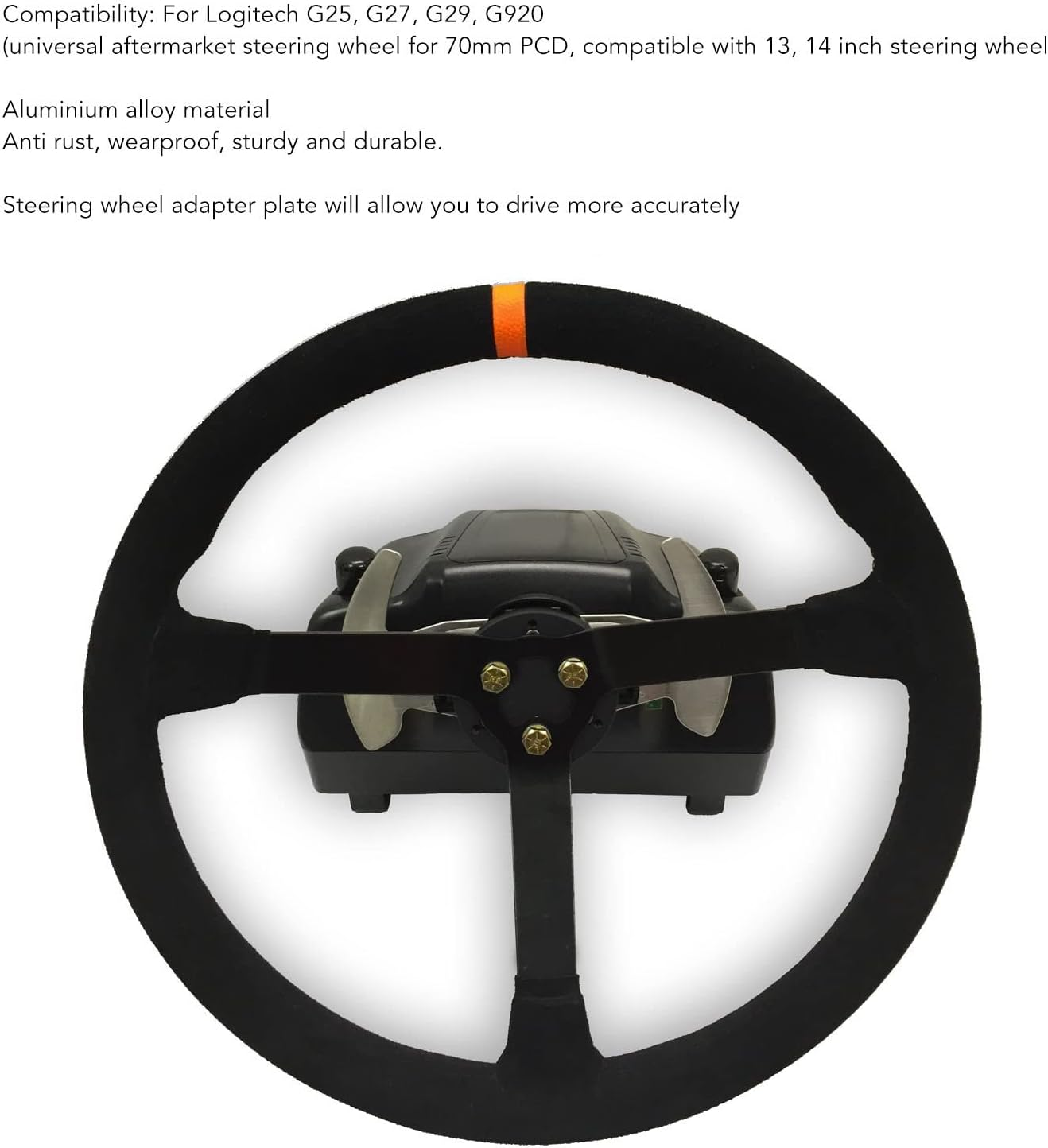 Steering Wheel Hub Adapter, 70Mm Aluminium Alloy Steering Wheel Adapter Sturdy and Steering Wheel Adapter Plate for G25 G27 G29 G920 13 14In Steering Wheel image number 5