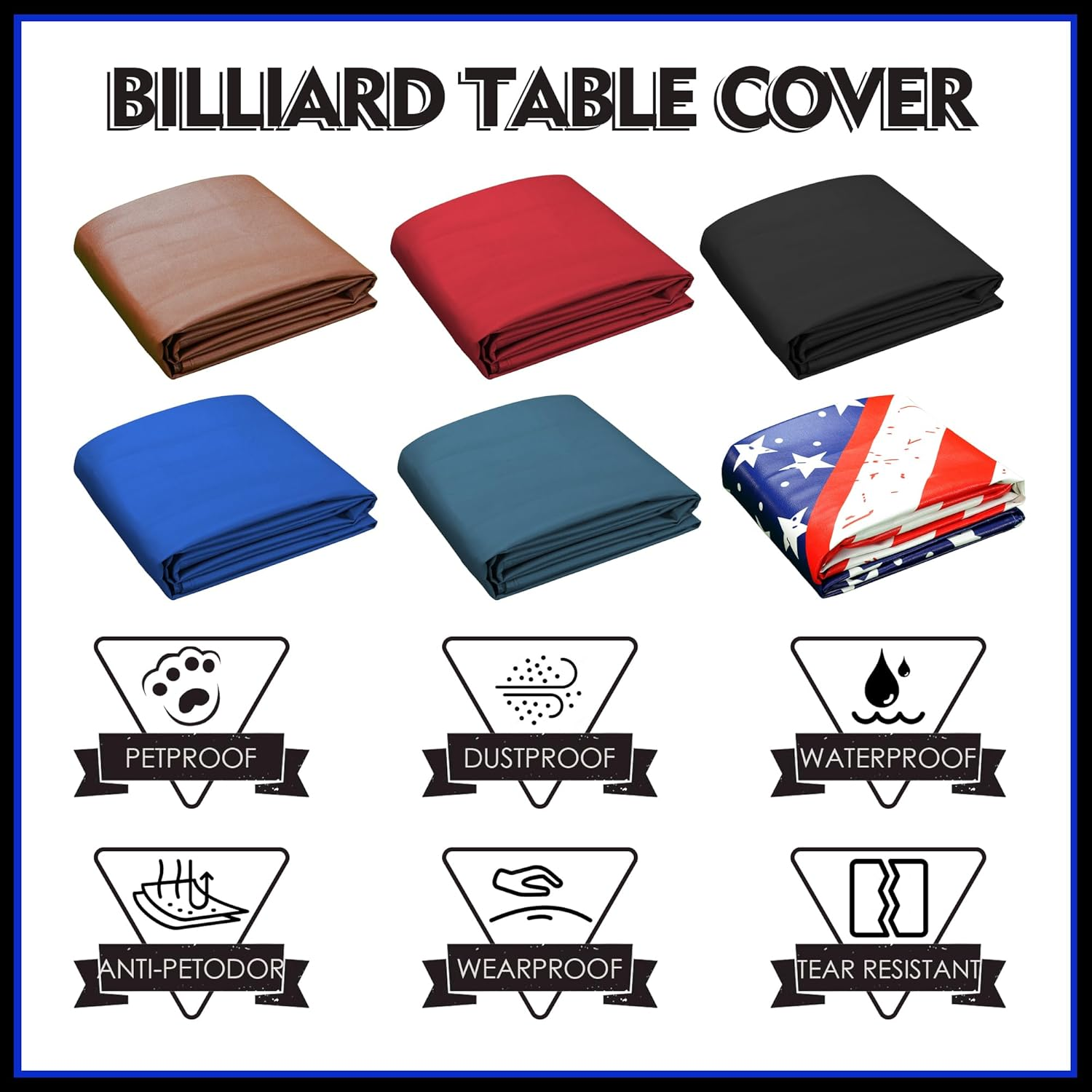 K-Musculo Pool Table Cover, Heavy Duty Leatherette Billiard Table Cover, Waterproof and Tearproof, 6.5/7/ 7.5/8/ 8.5/9 Foot Fitted