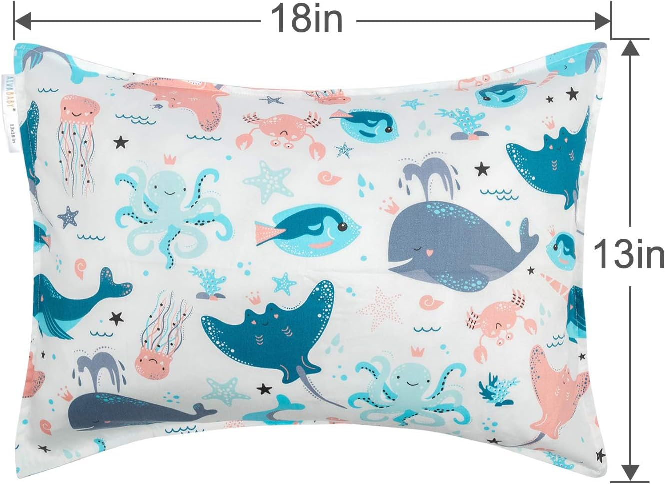ALVABABY Toddler Pillowcases Fits 13 X 18,12X 16 Kids Pillow Cover Organic Cotton Baby 2 Packs Envelope Kids Pillowcases for Boy Girl Sleeping Travel 2TPW28-AU image number 3