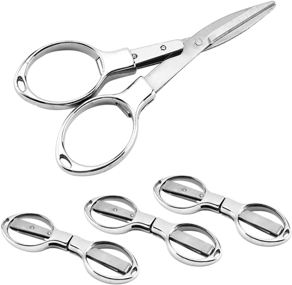 4-Pack Stainless Steel Folding Scissors - Telescopic Cutter Design, Foldable Safety Scissors Ideal for Home, Office, School, Camping & Outdoor Use (Silver) image number 5