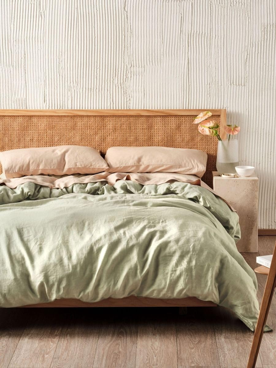 Linen House Nimes Quilt Cover Set, Wasabi, Queen Bed