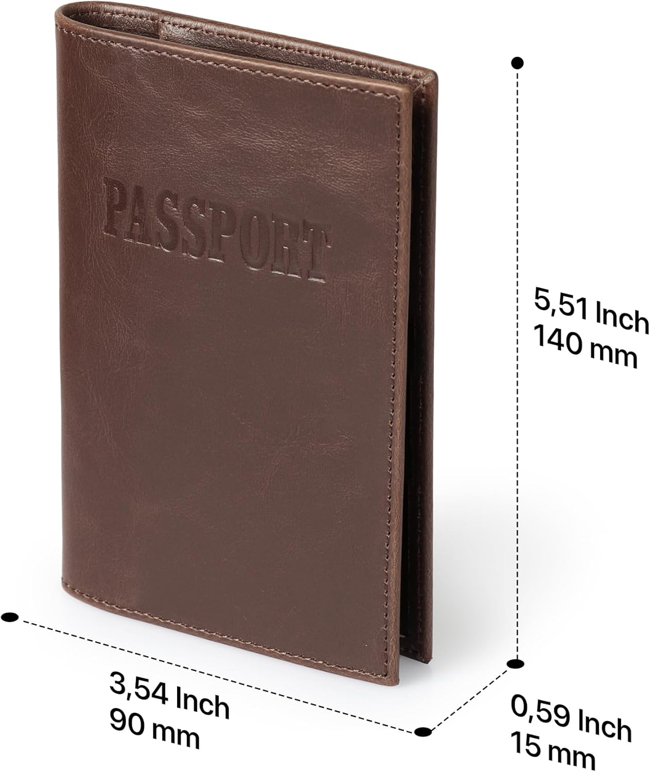 Otto Angelino Leather Passport Wallet - RFID Blocking - Unisex - Light Brown image number 5