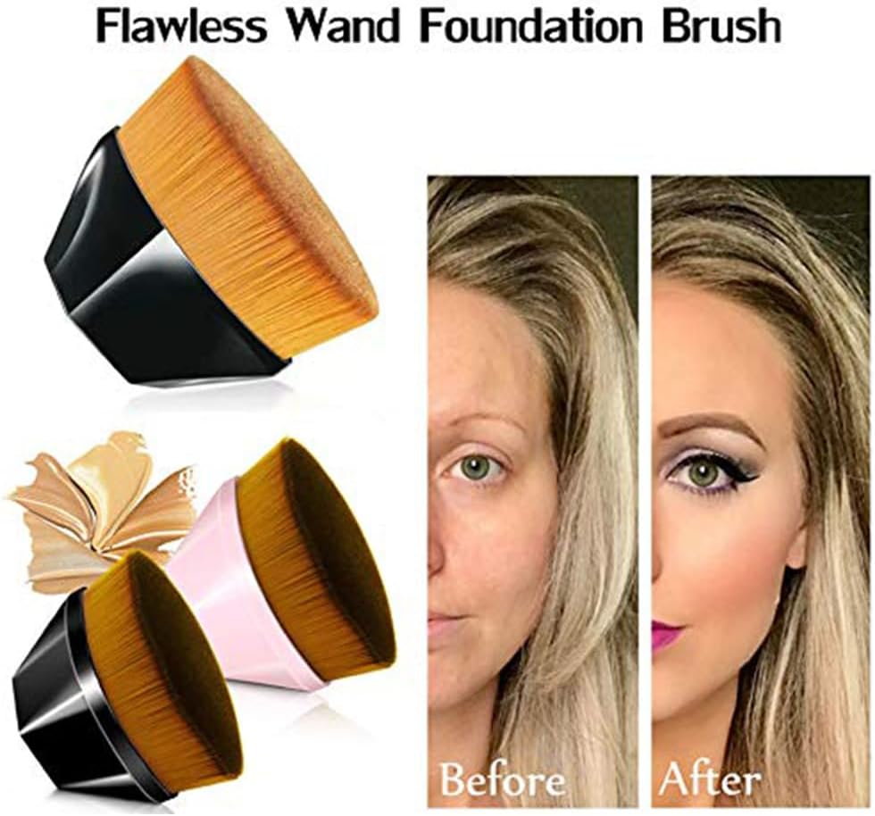 2 Pack Foundation Brush, Face Brushes Makeup, Face Liquid Powder Foundation Brush for Blending Liquid, Cream or Flawless Powder Cosmetics with Bonus Protective Case, Ideal for Concealer & Skincare image number 1