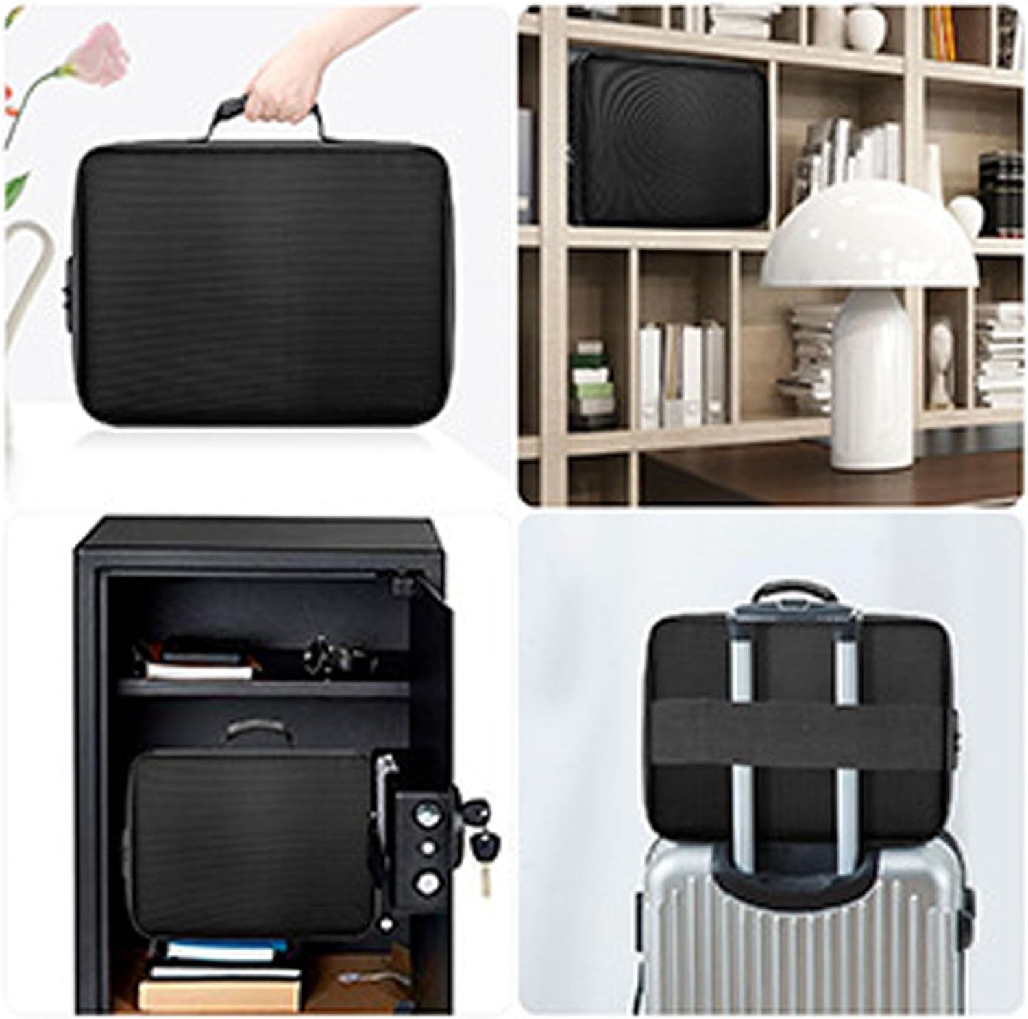 Eosnow Fireproof Document File Bag, Hard Shell Fireproof Document Case Large Capacity PVC for Passports image number 4