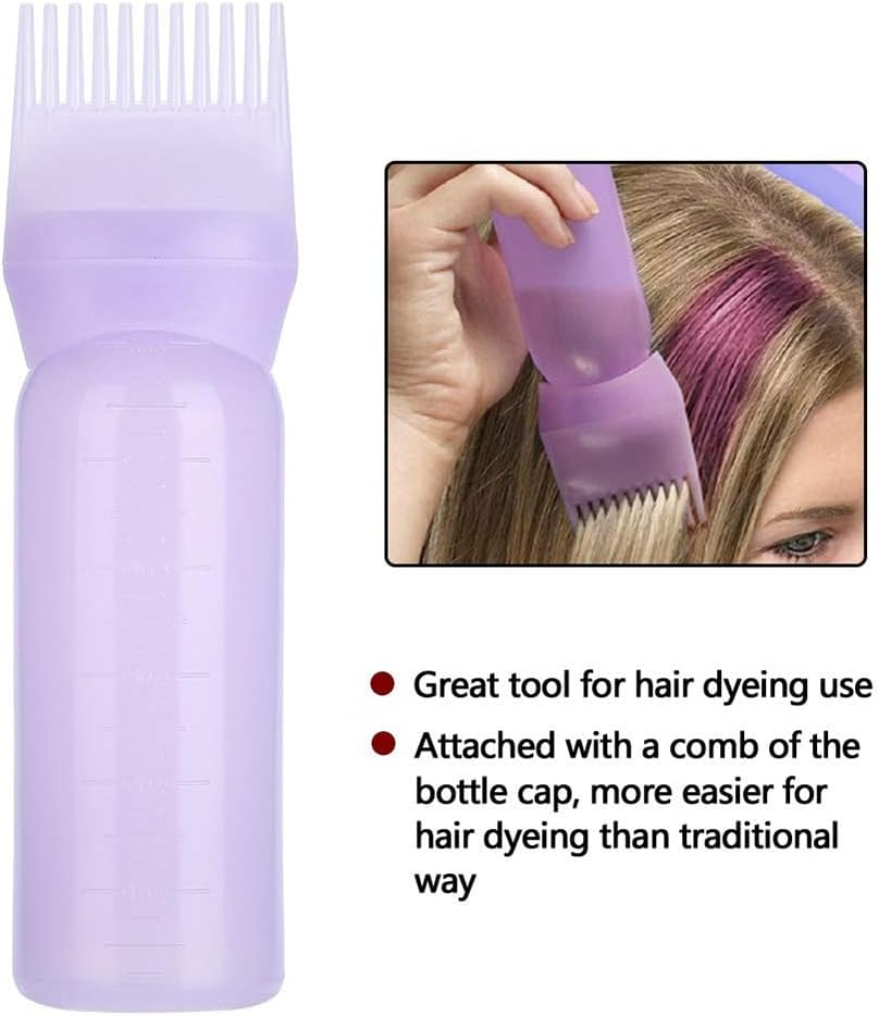 3Pcs Root Comb Applicator Bottle 6 Ounce Hair Oil Applicator, Applicator for Hair Dye with Graduated Scale (3Pack)