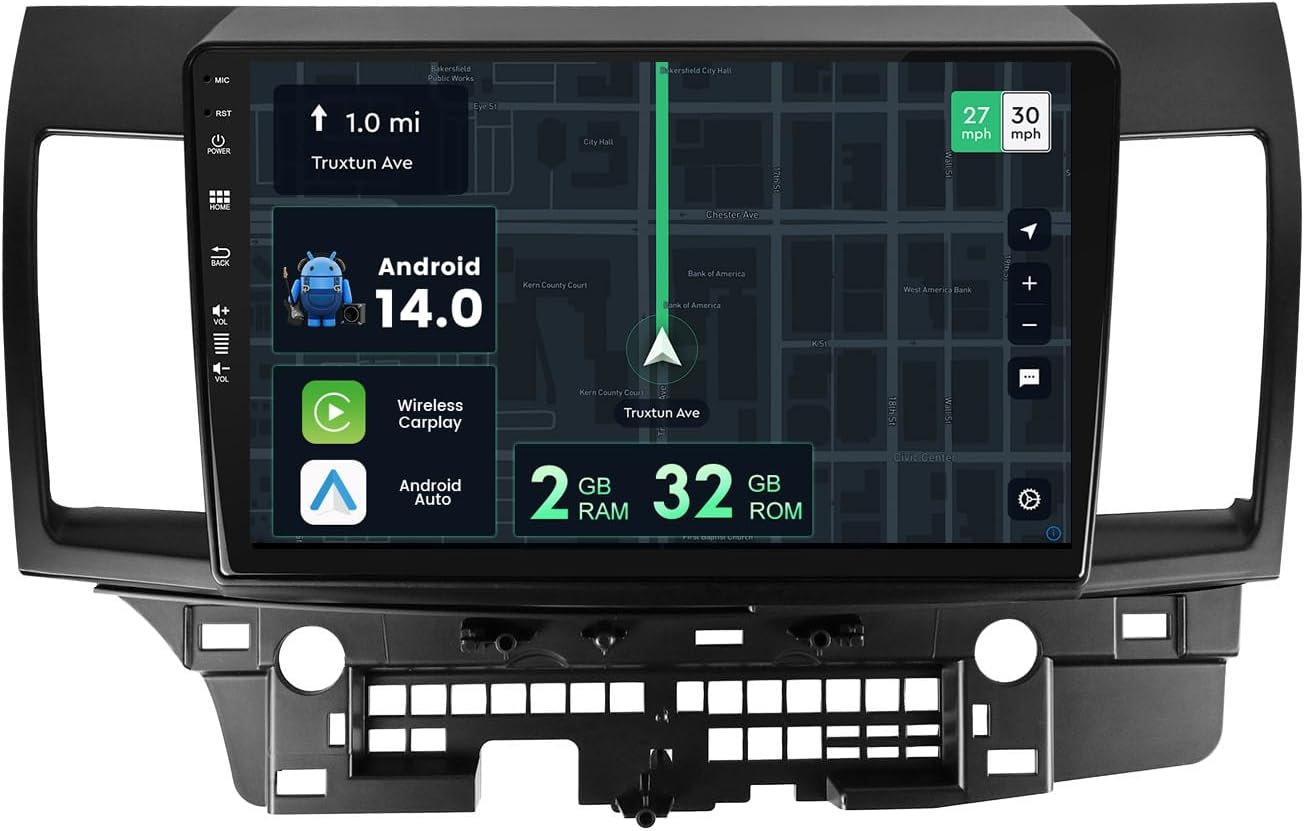Car Stereo Radio GPS [2G+32G] Android 14 for Mitsubishi Lancer 2008-2016 Carplay Wifi BT Camera AUX FM AM SWC IPS 10Inch Double Din Head Unit image number 2